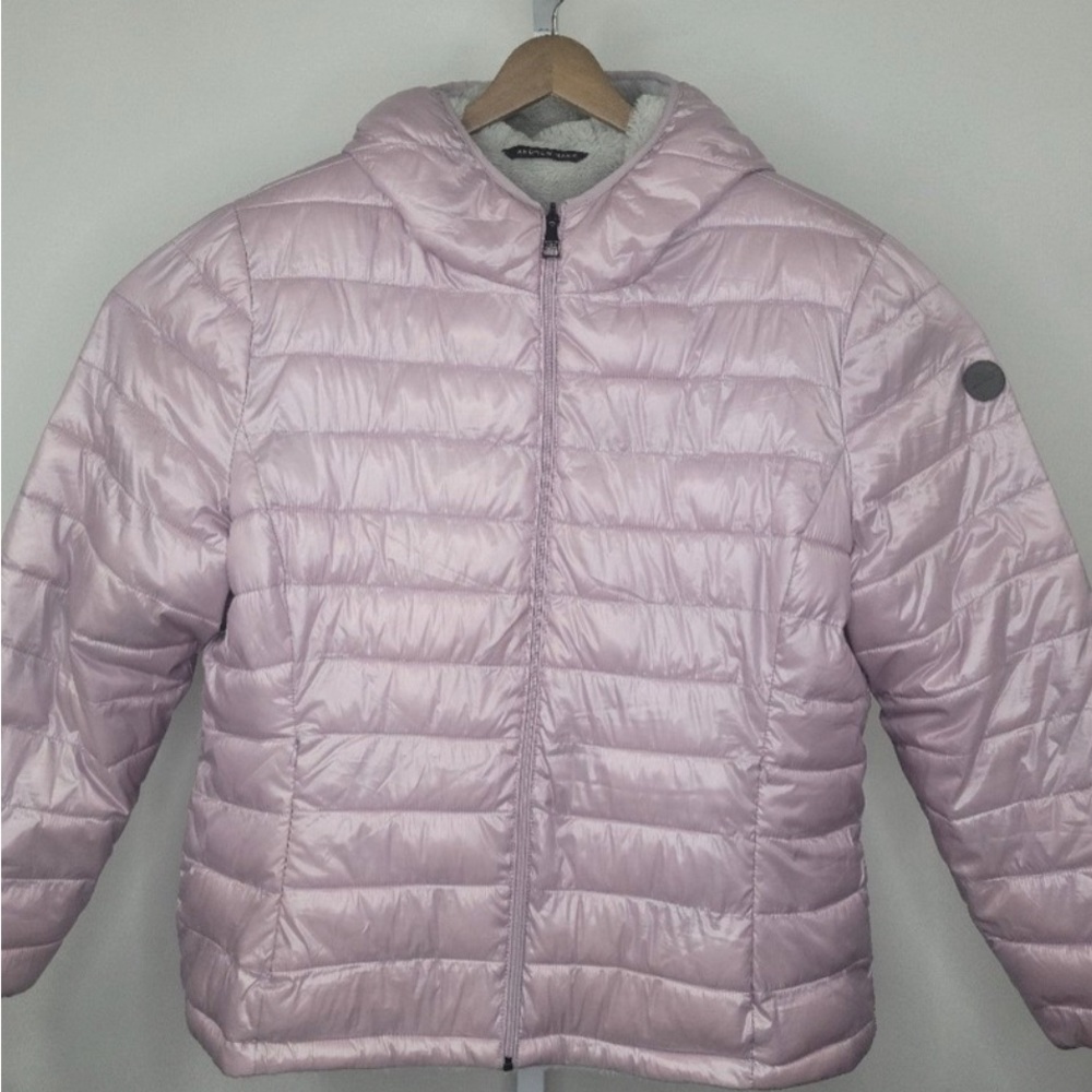 ANDREW MARC Faux Fur Lined Reversible Pink Winter Hooded Puffer Coat